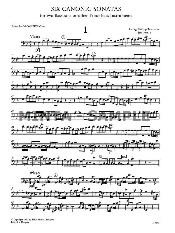 Telemann: 6 Canonic Sonatas (arr. for 2 bassoons)