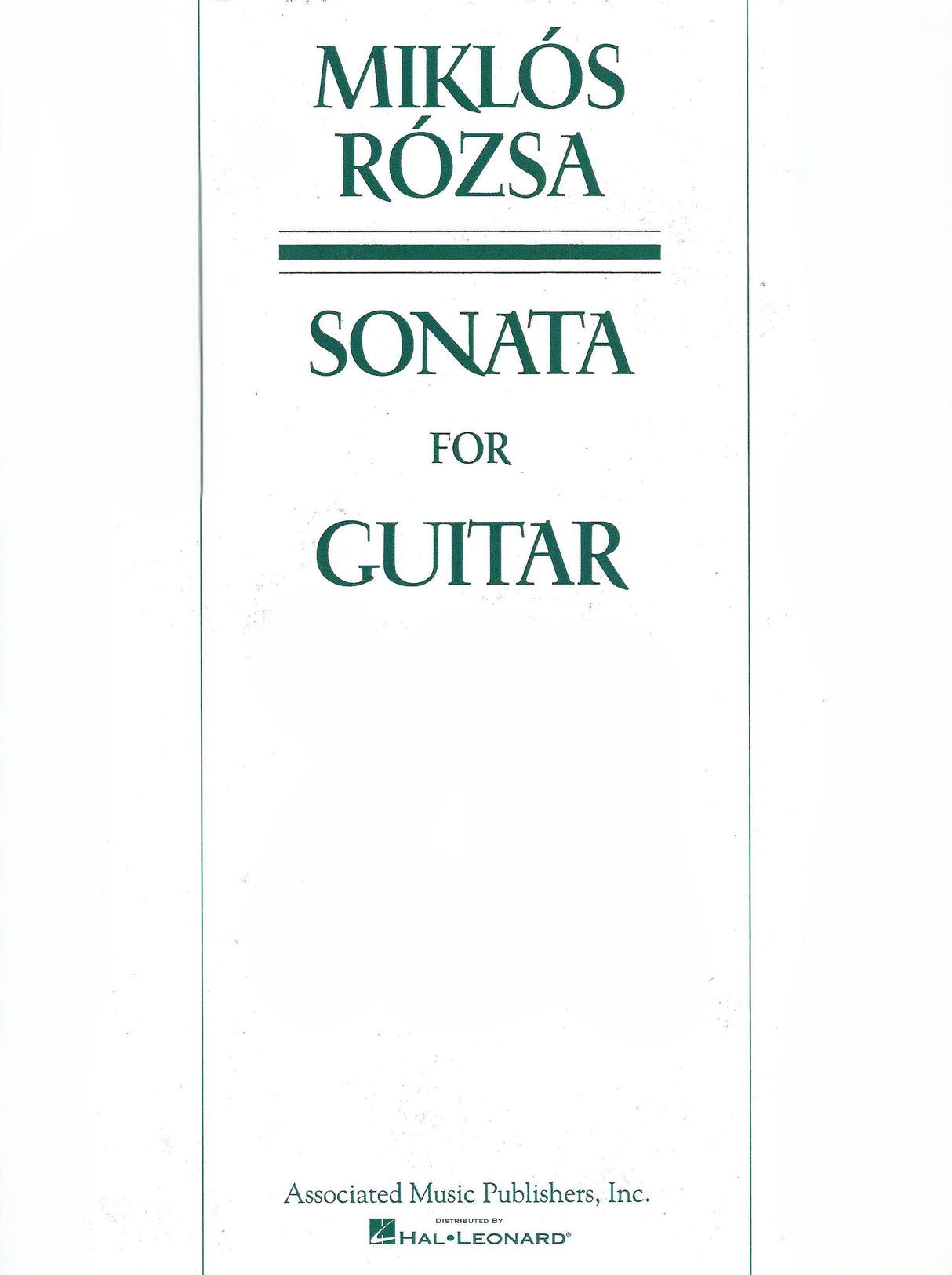 Rózsa: Guitar Sonata, Op. 42