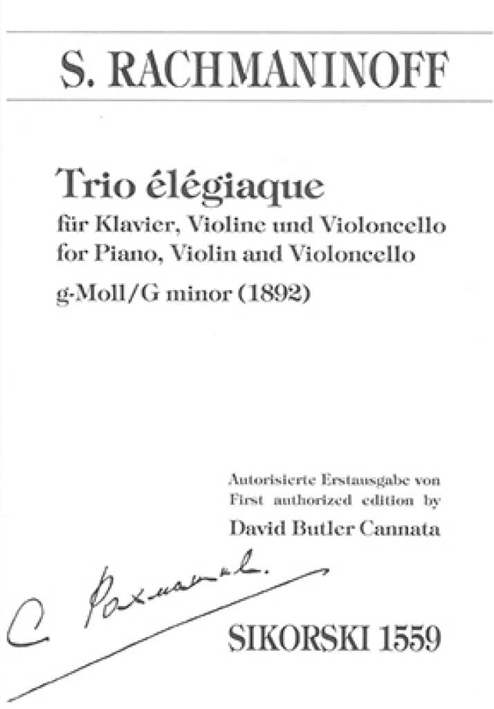 Rachmaninoff: Trio élégiaque No. 1 in G Minor