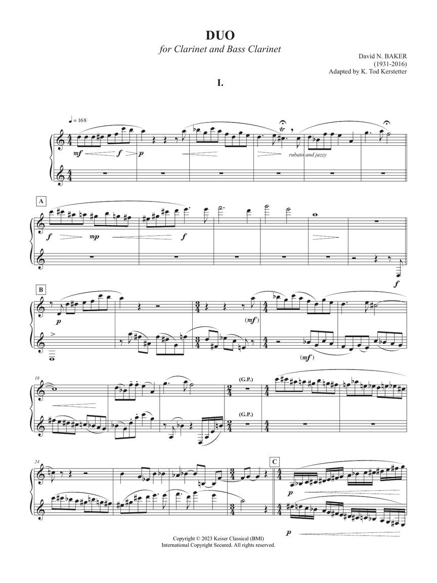 Baker: Duo for Clarinet and Bass Clarinet