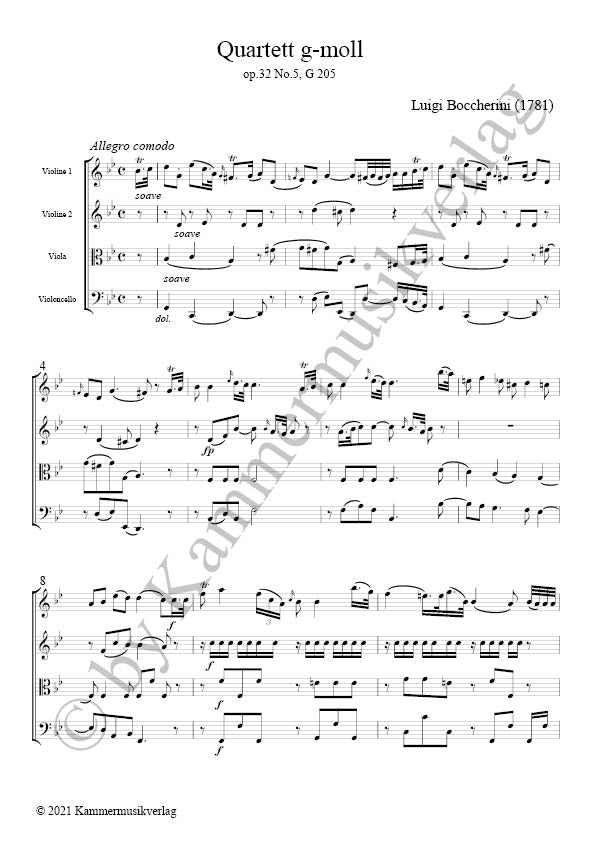 Boccherini: String Quartet in G Minor, G 205, Op. 32, No. 5