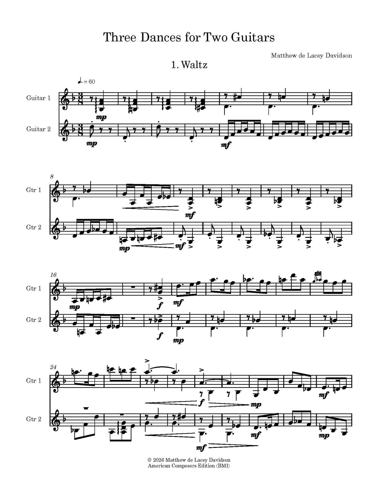 Davidson: 3 Dances for Two Guitars