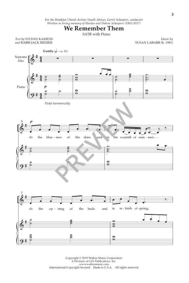 LaBarr: We Remember Them (Version for SATB)