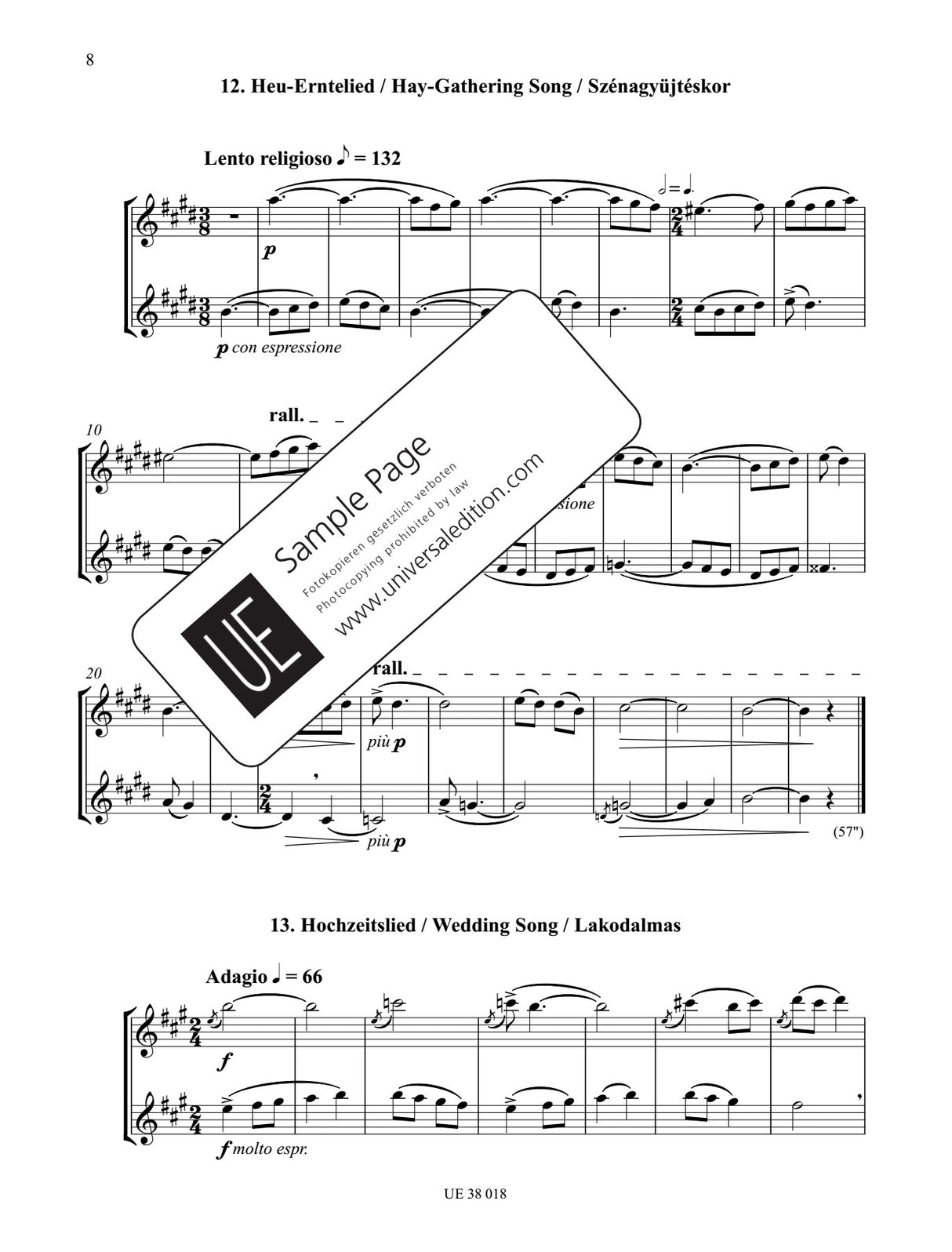 Bartók: 44 Duos (arr. for 2 flutes)