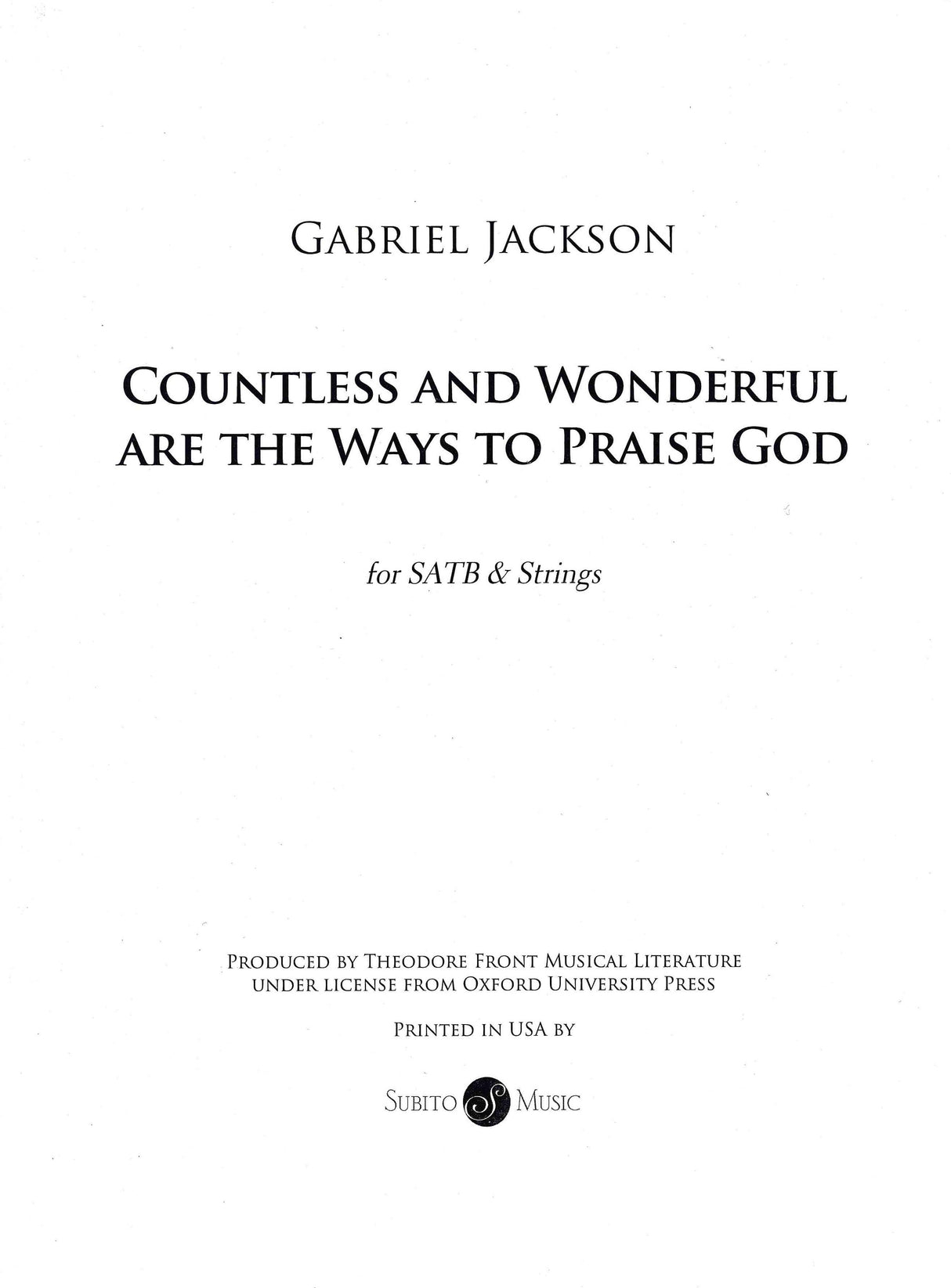 Jackson: Countless and Wonderful are the Ways to Praise God