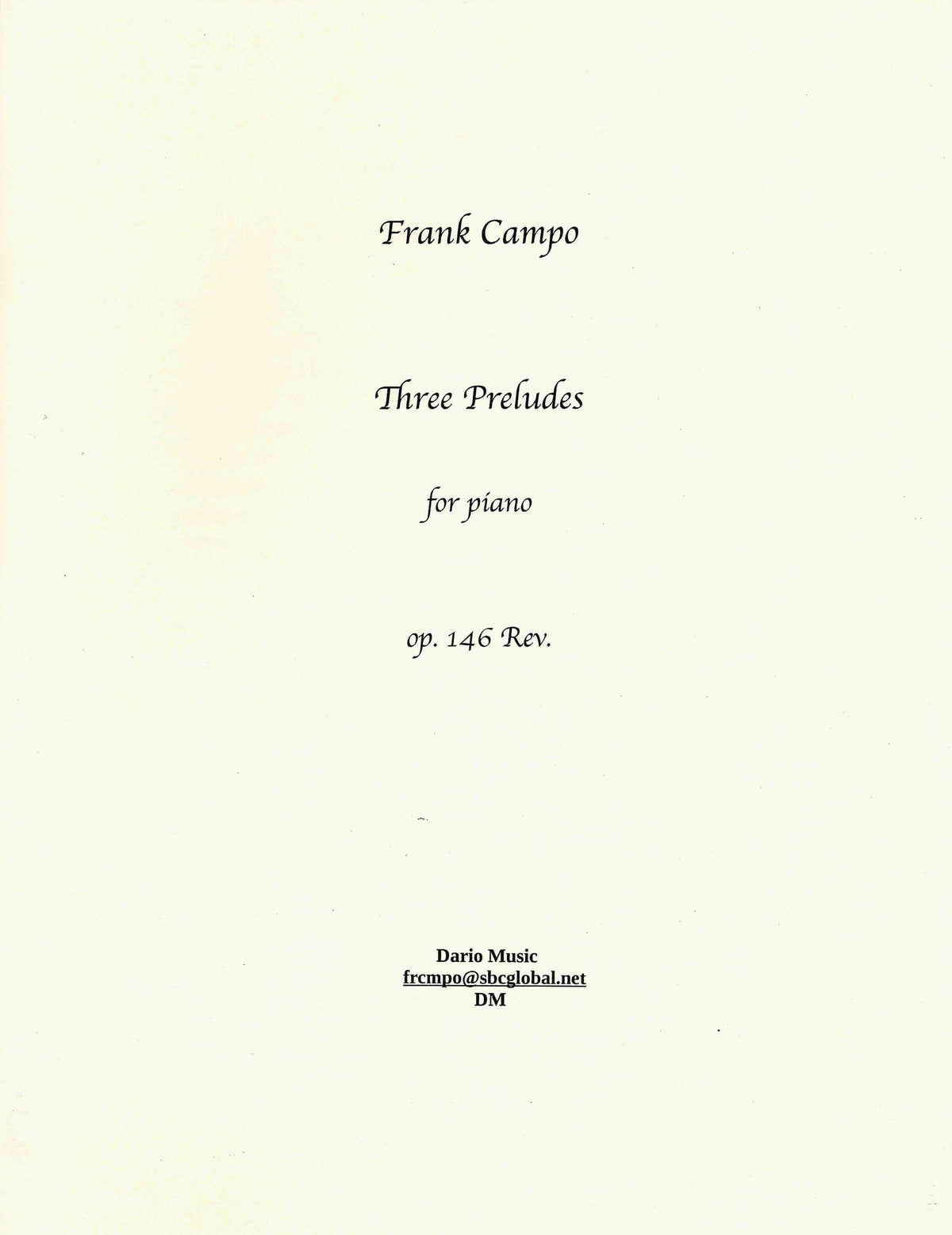 Campo: 3 Preludes, Op. 146 Rev.