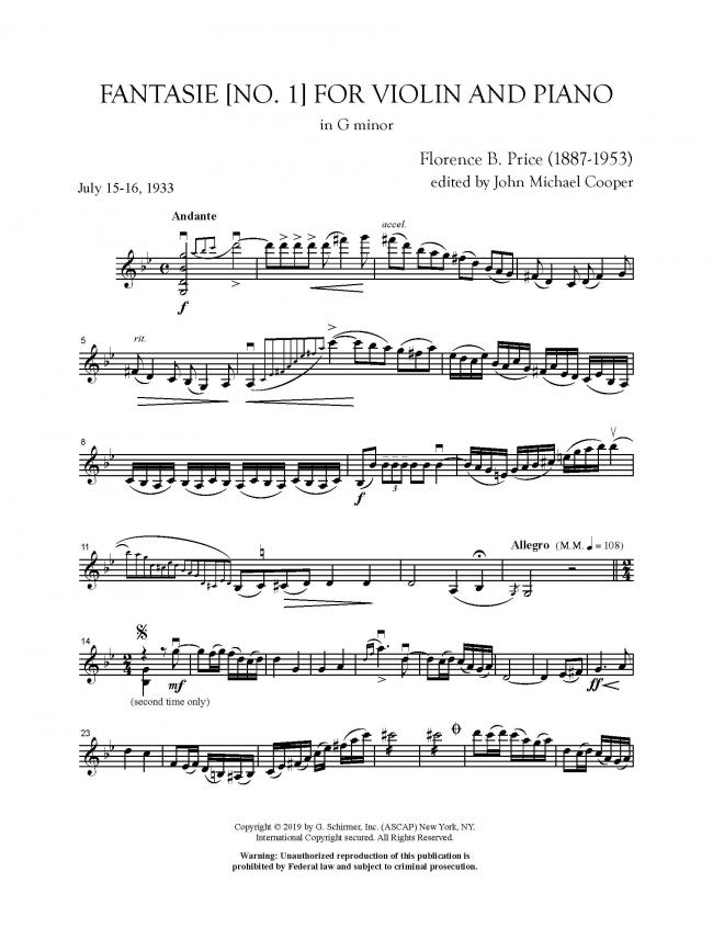 Price: Fantasie No. 1 in G Minor