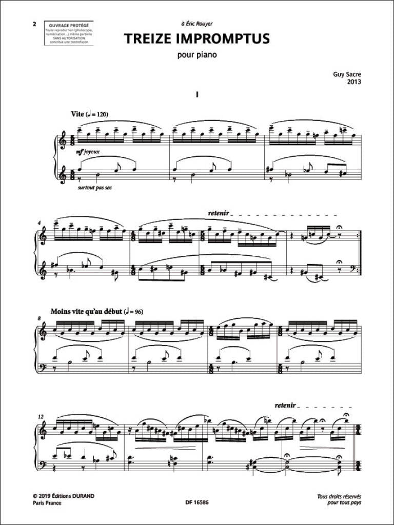 Sacre: 13 Impromptus