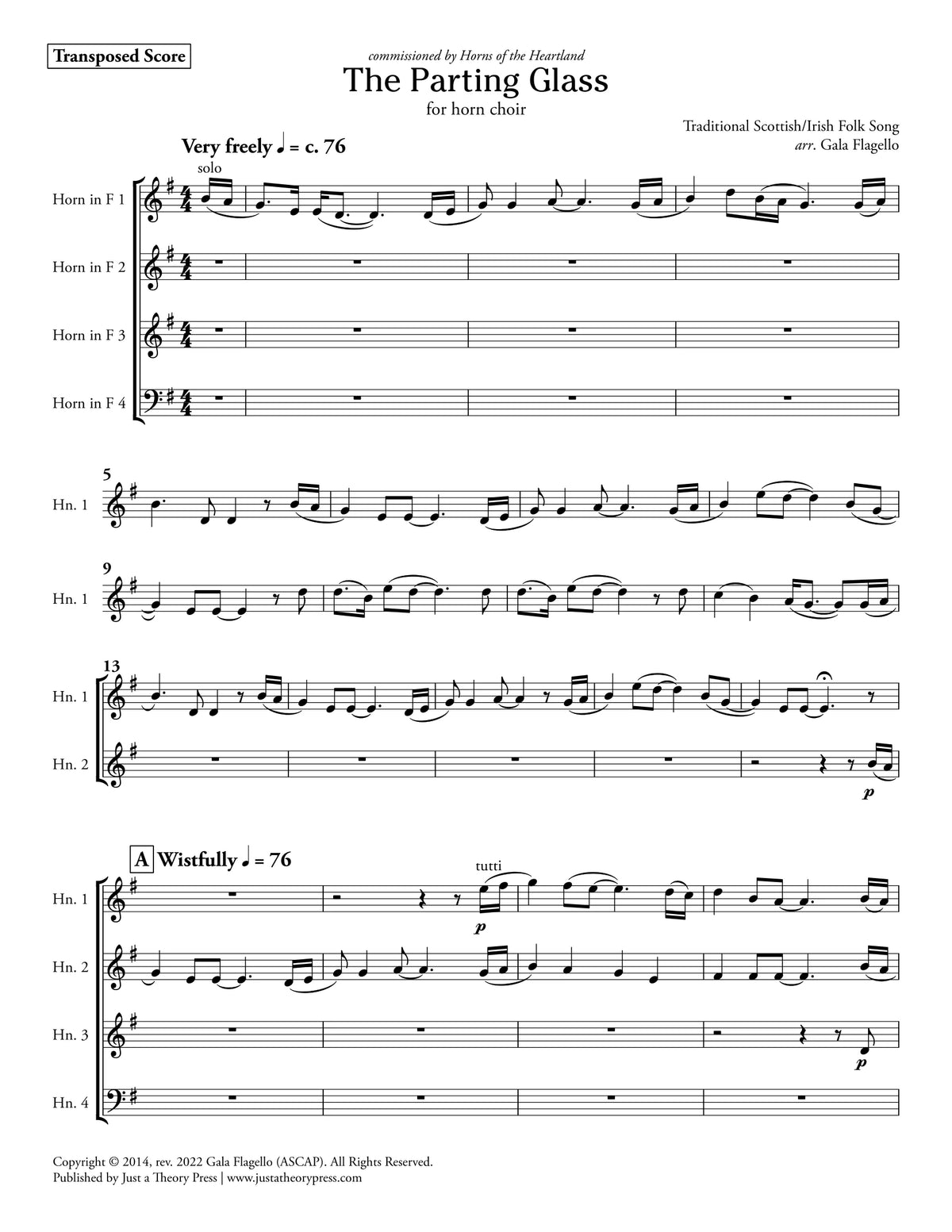 Flagello: The Parting Glass (Version for Horn Choir)