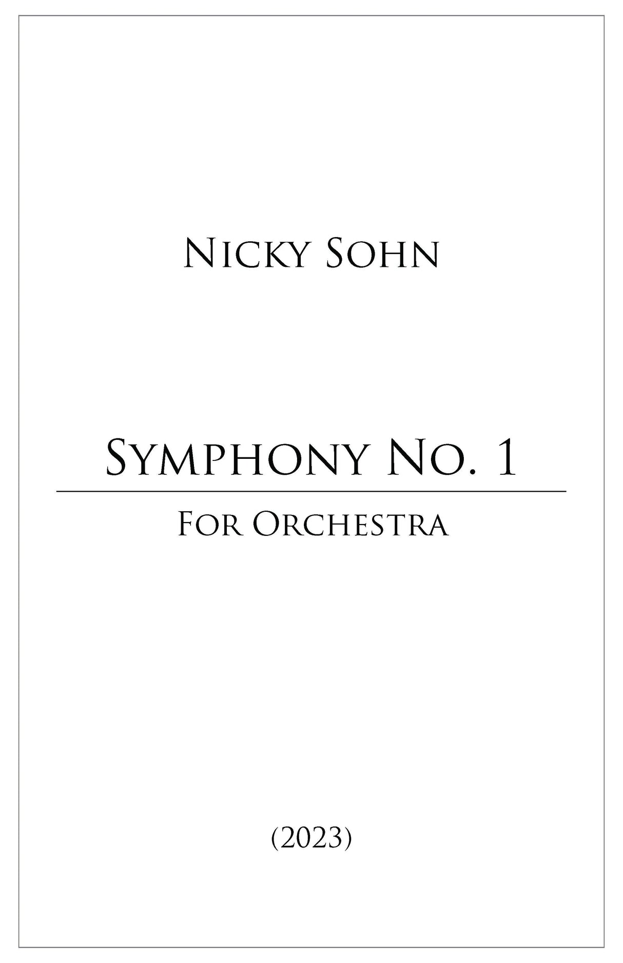 Sohn: Symphony No. 1