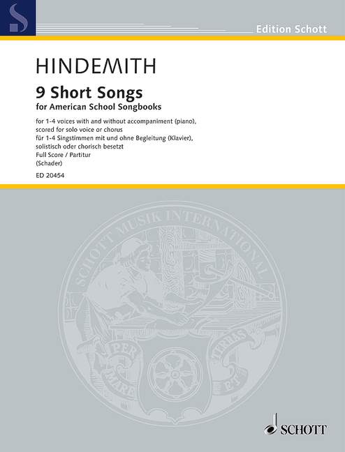 Hindemith: 9 Short Songs