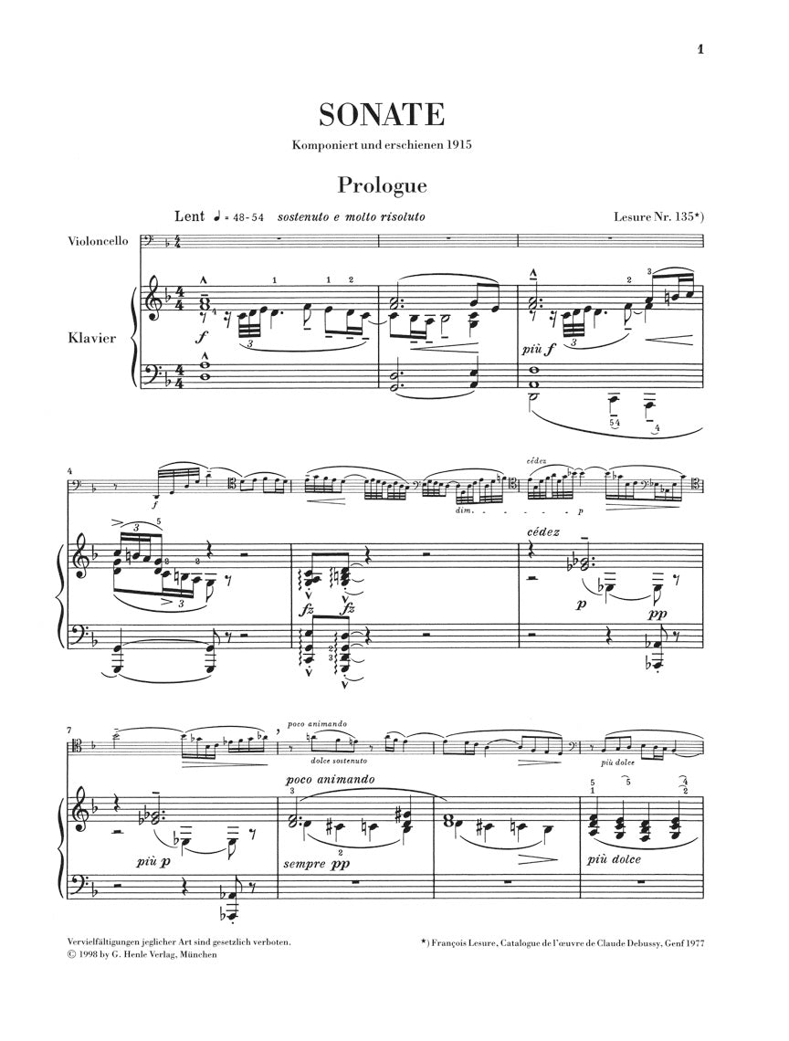 Debussy: Cello Sonata