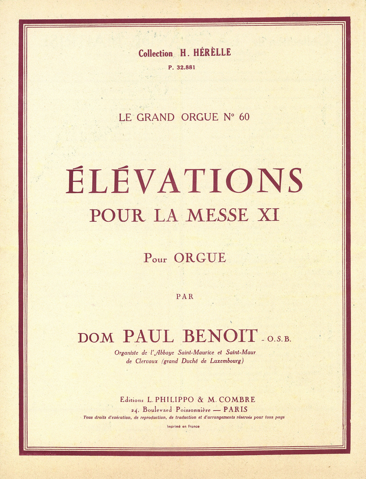 Benoit: Elévations pour la Messe XI