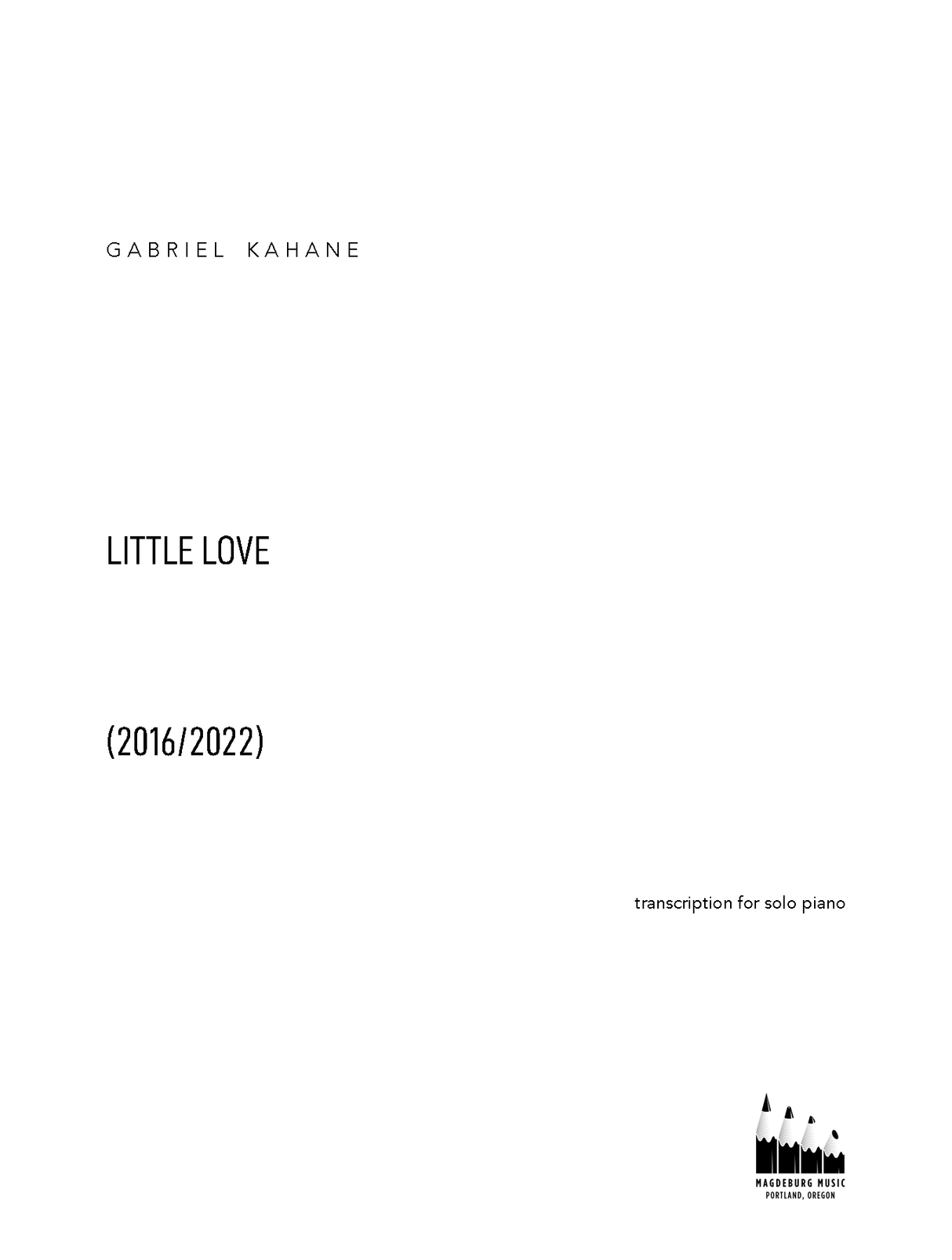 Kahane: Little Love (Version for Piano)