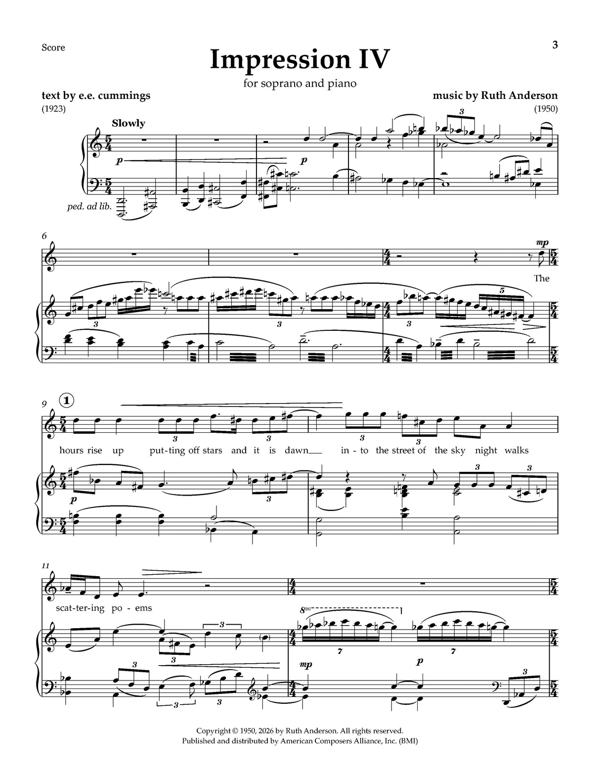 R. Anderson: Impression IV (Version for Soprano and Piano)