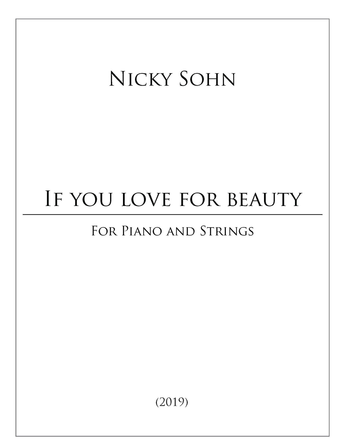 Sohn: If you love for beauty