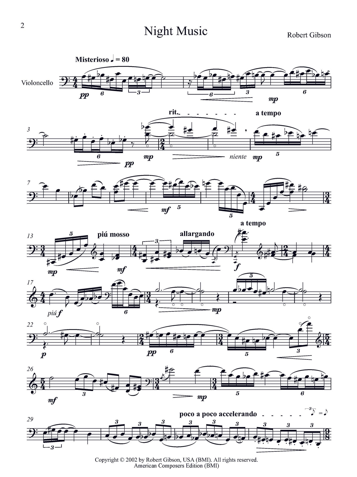 Gibson: Night Music for Cello