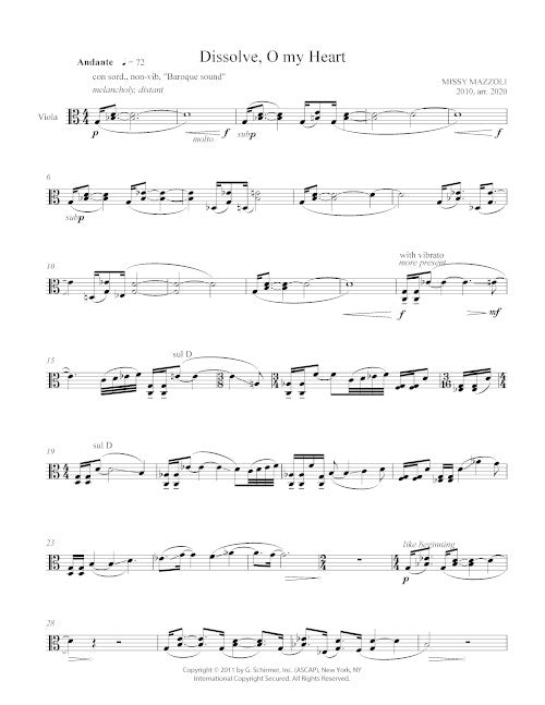 Mazzoli: Dissolve, O My Heart (Version for Viola)