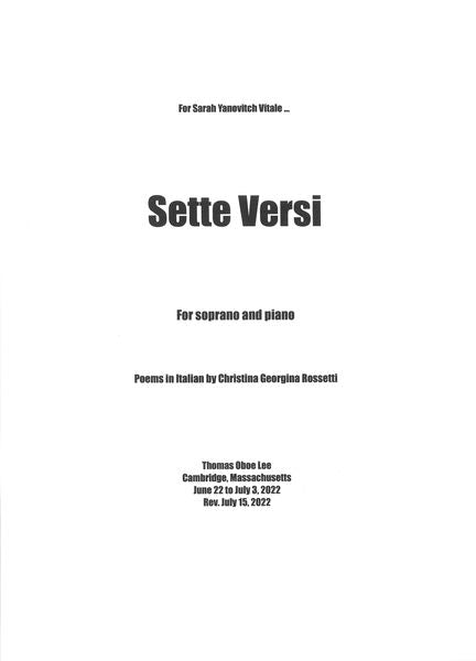 T.O. Lee: Sette Versi