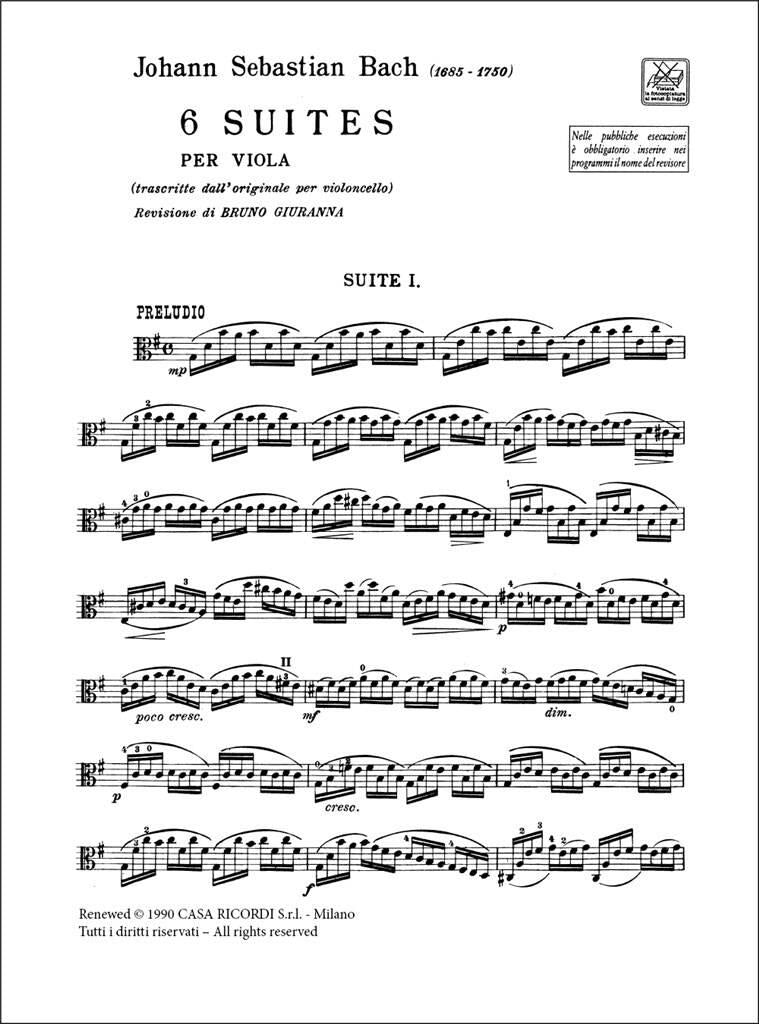 Bach: 6 Suites, BWV 1007-1012 (arr. for viola)