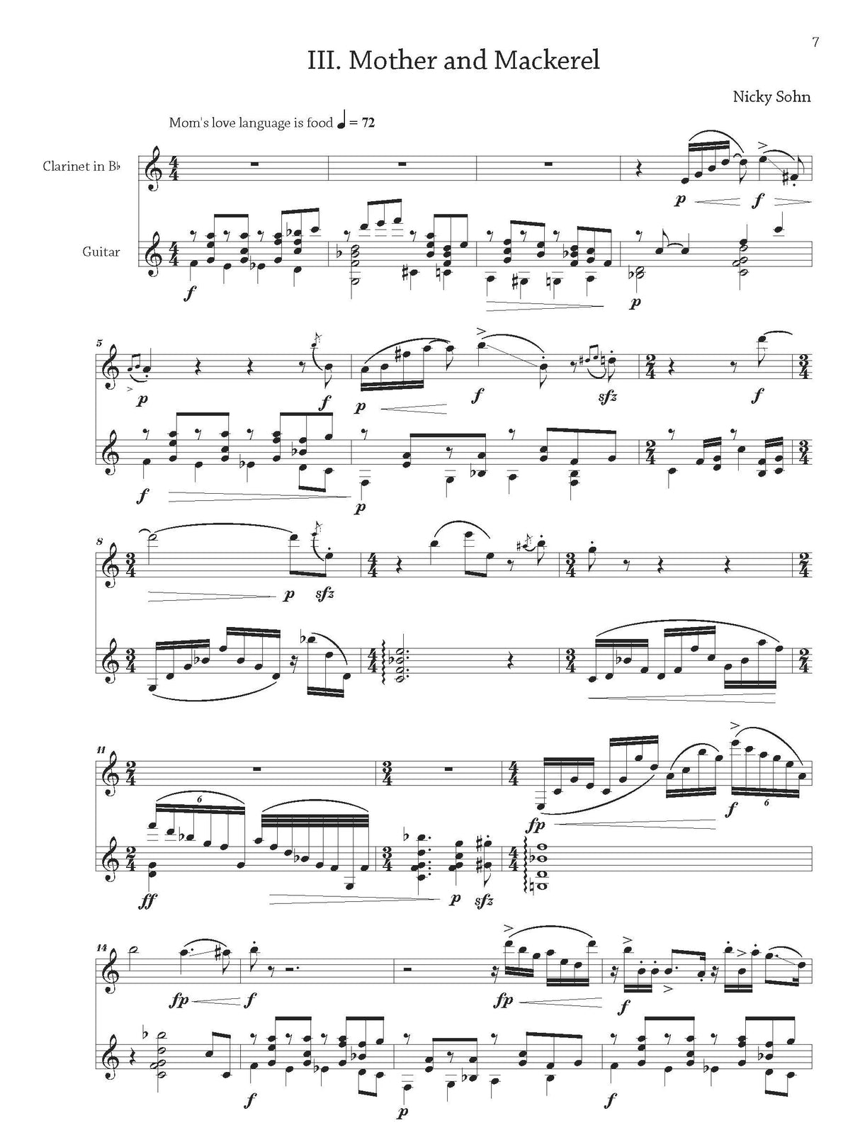 Sohn: Collection of distant memories (Version for Clarinet & Guitar)