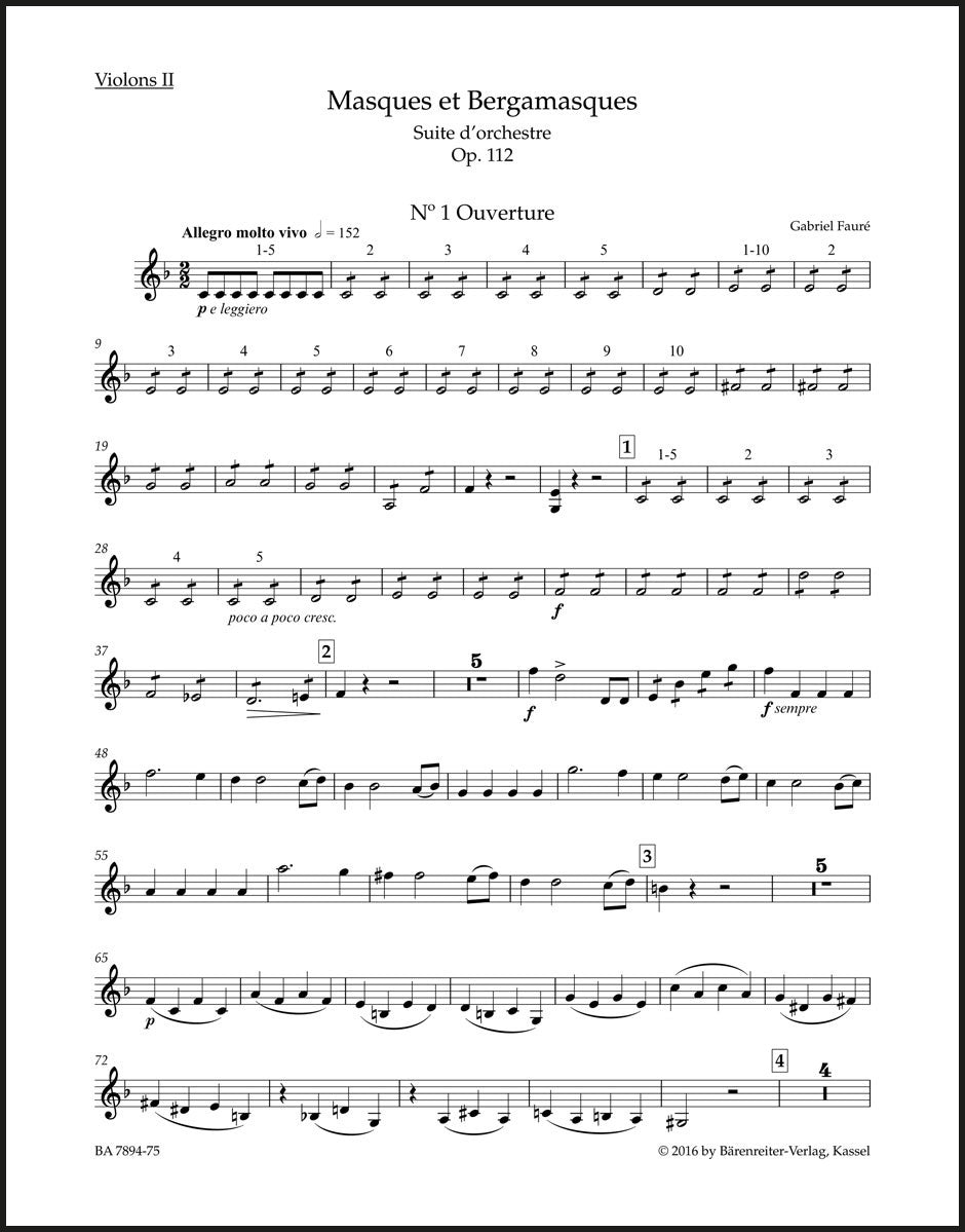 Fauré: Masques et Bergamasques, Op. 112