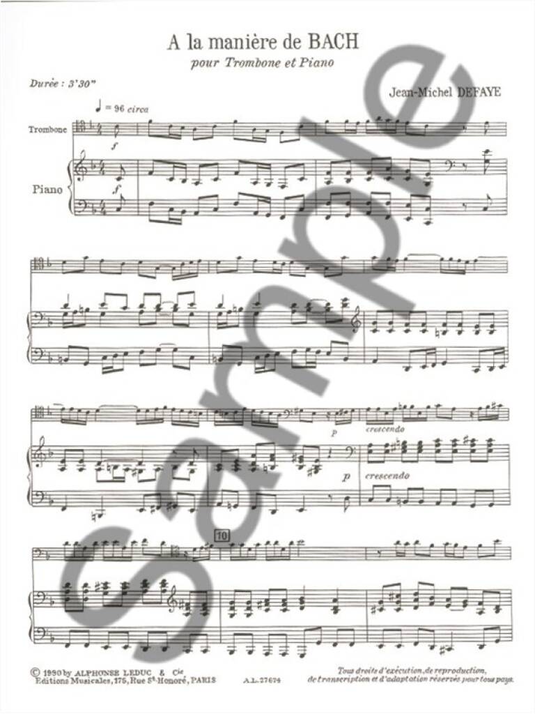 Defaye: À la manière de Bach