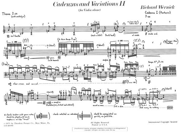 Wernick: Cadenzas and Variations II