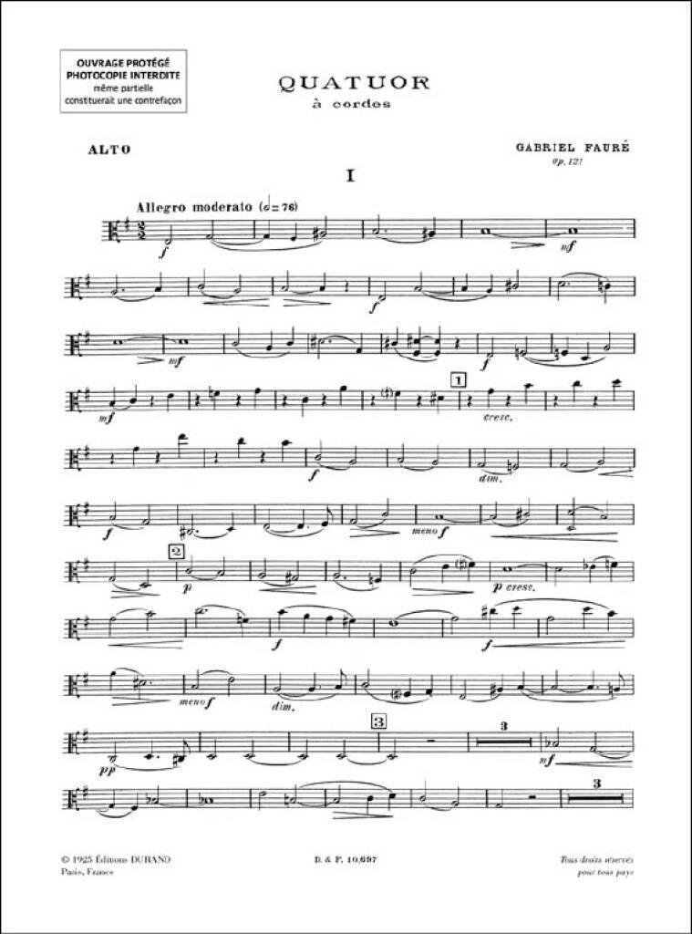 Fauré: String Quartet in E Minor, Op. 121