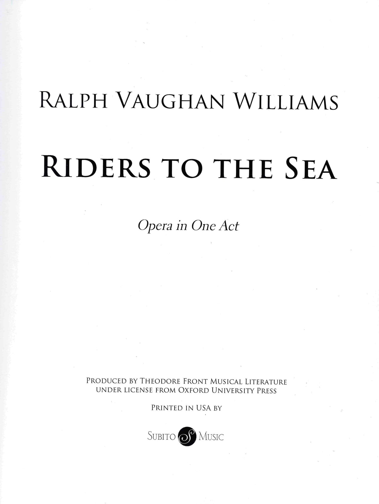 Vaughan Williams: Riders To The Sea