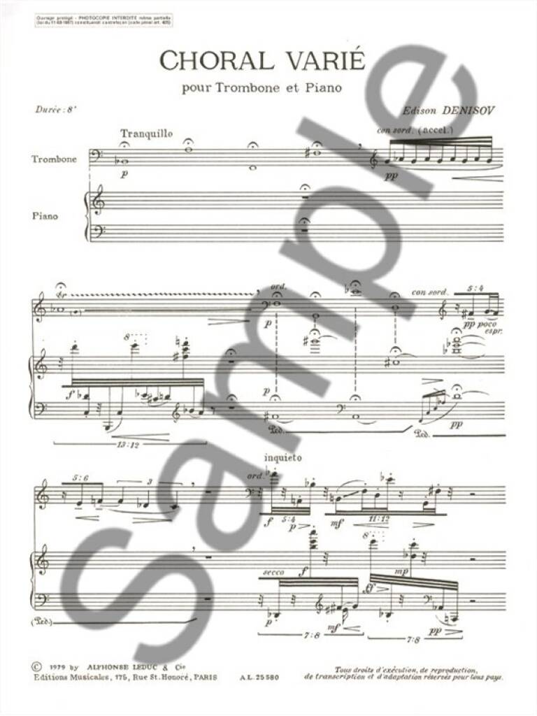 Denisov: Choral Varié for Trombone & Piano