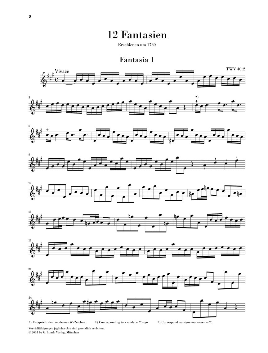 Telemann: Twelve Fantasias for Flute, TWV 40:2-13