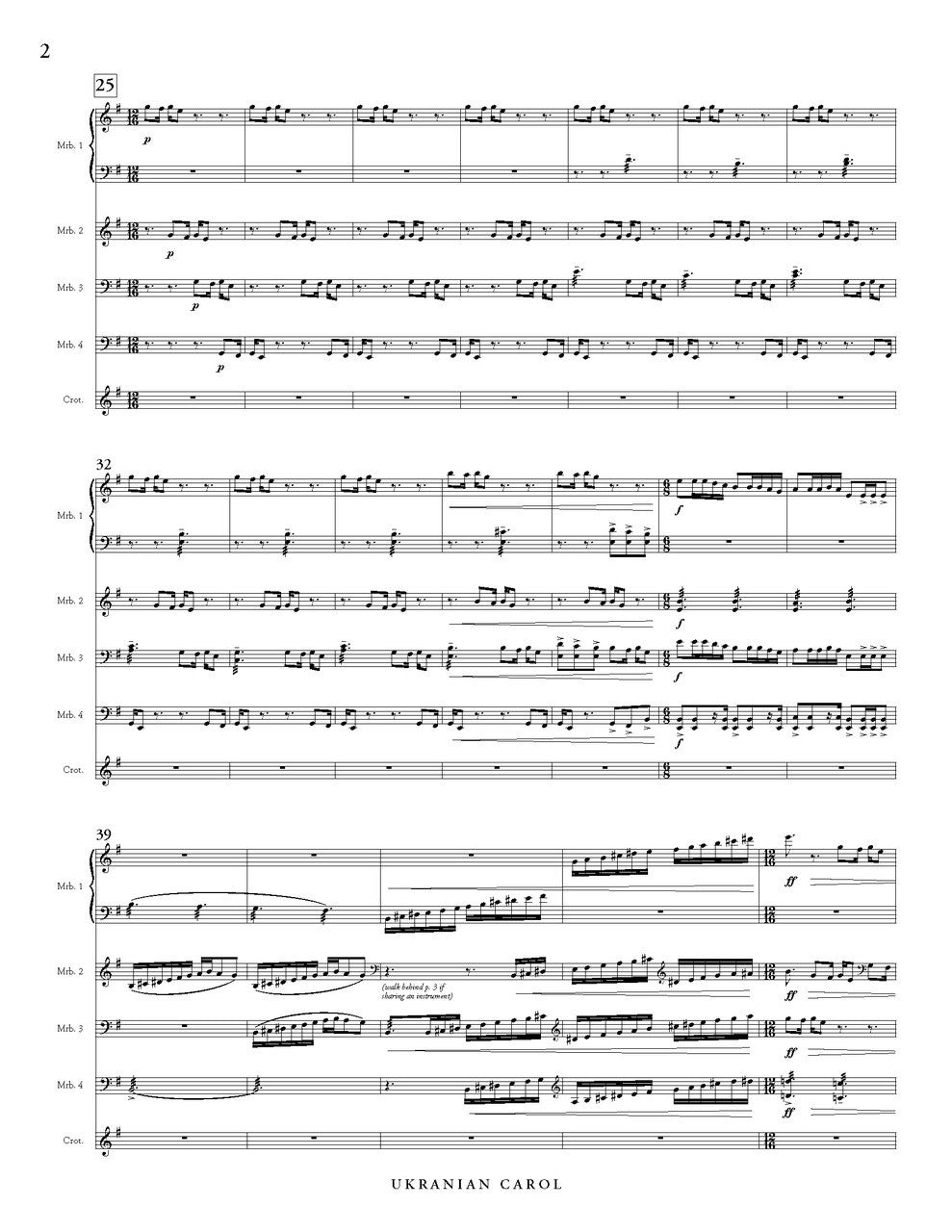 Leontovych: Ukrainian Carol (arr. for percussion ensemble)