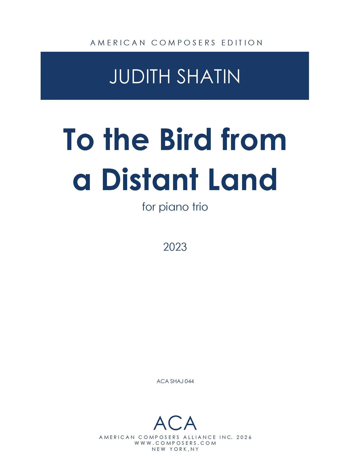 Shatin: To the Bird From a Distant Land
