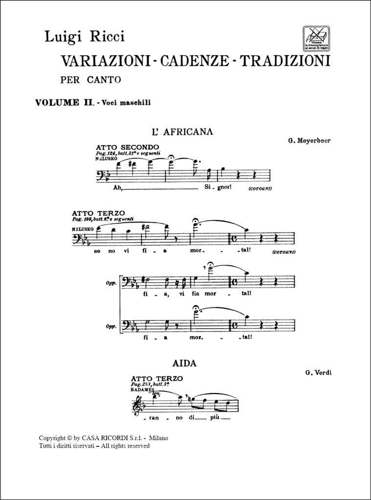 Ricci: Variations, Cadenzas, Traditions - Volume 2
