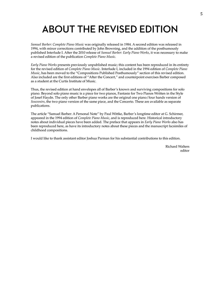 Barber: Complete Piano Music