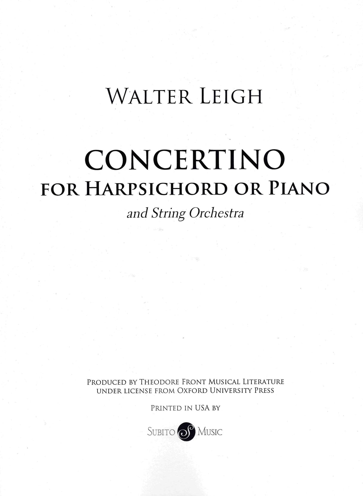 Leigh: Harpsichord Concertino