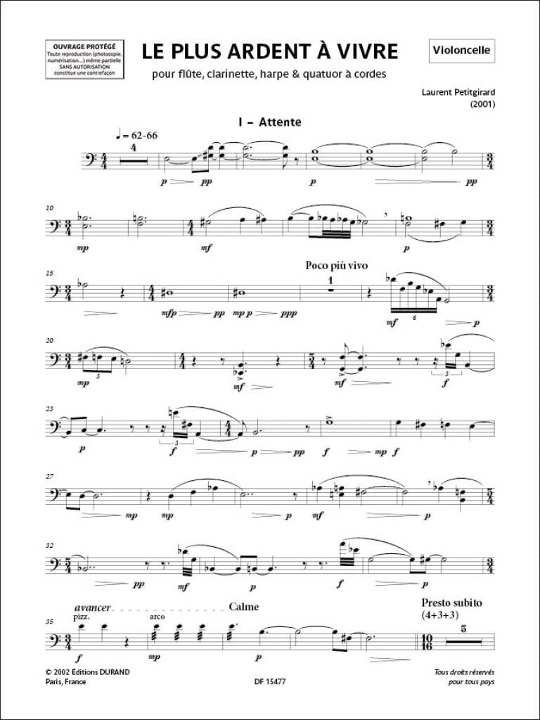 Petitgirard: Le Plus Ardent à Vivre