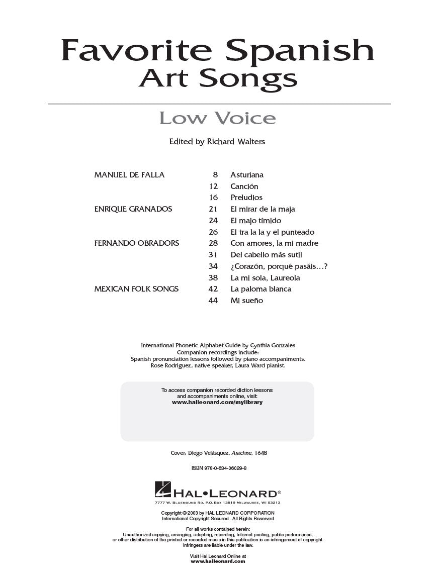 Favorite Spanish Art Songs - Low Voice