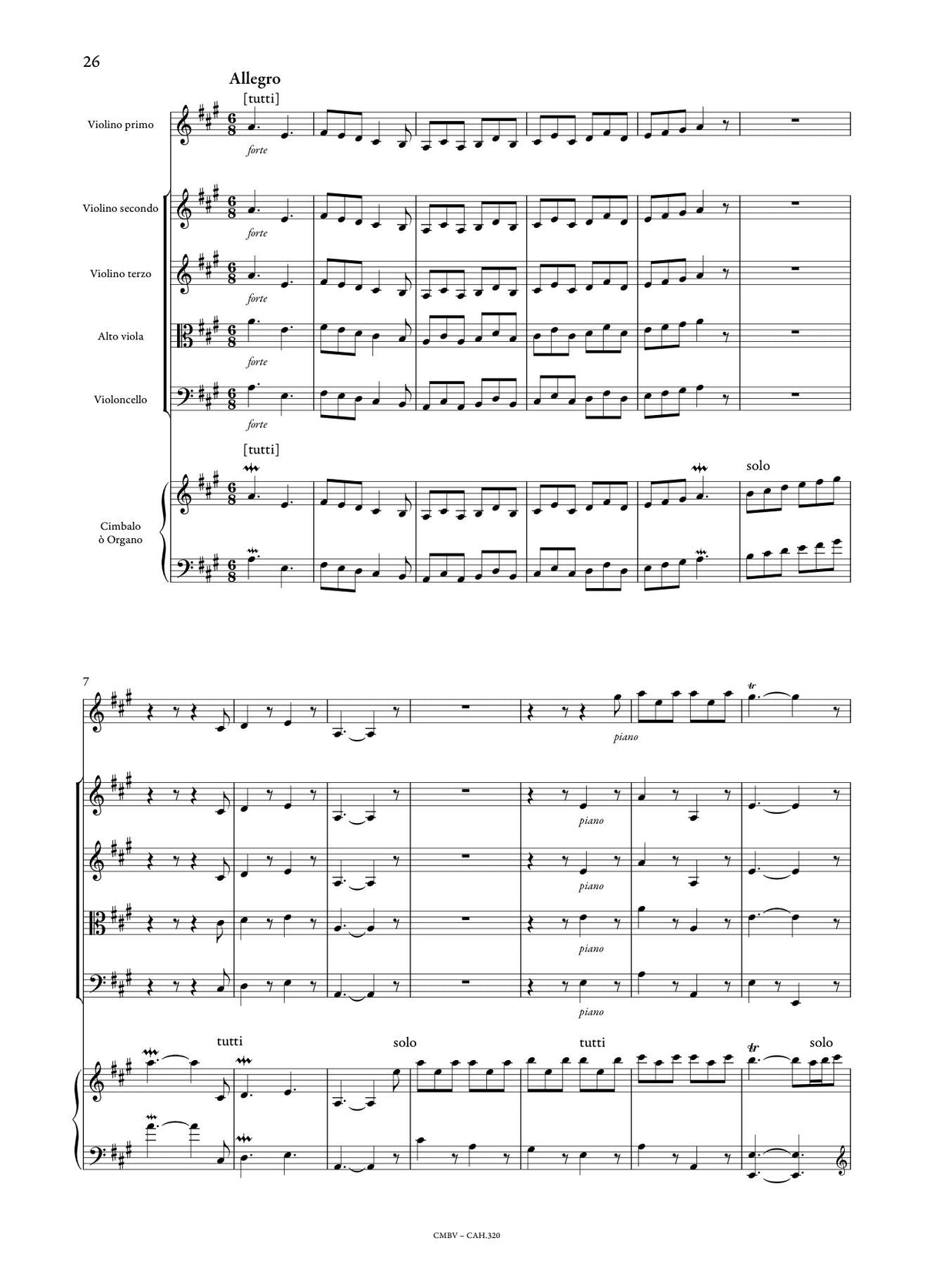 Corrette: Concerto for 3 Violins & Harpsichord, Op. 26, No. 2