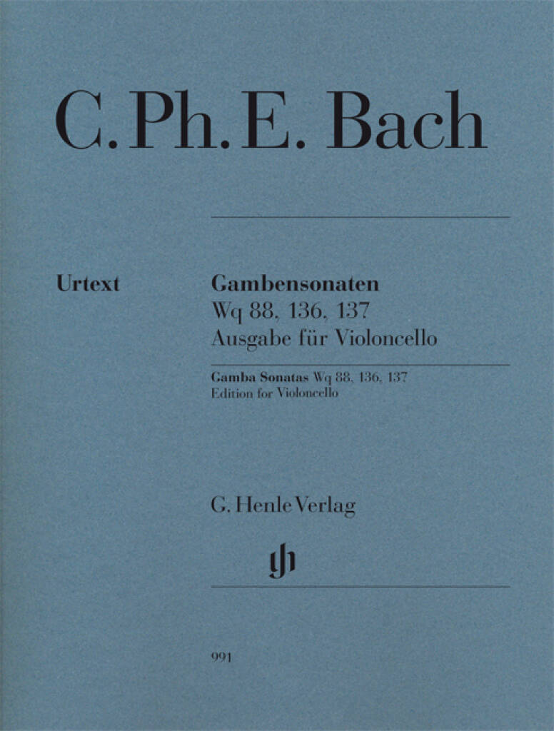 C.P.E. Bach: Gamba Sonatas, Wq. 88, 136, 137 (version for cello)