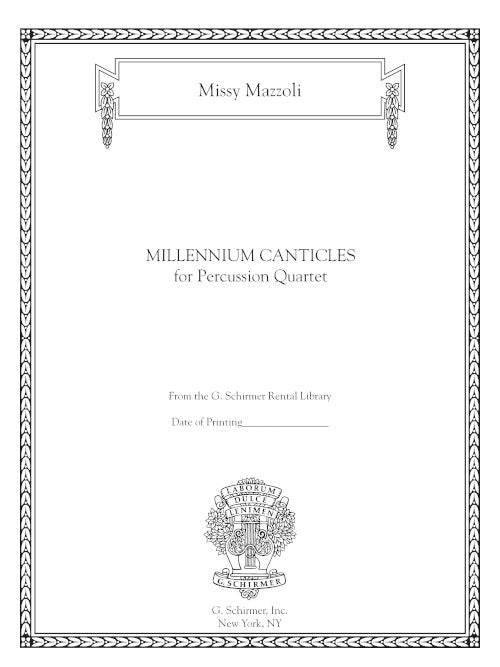 Mazzoli: Millennium Canticles (for percussion quartet)