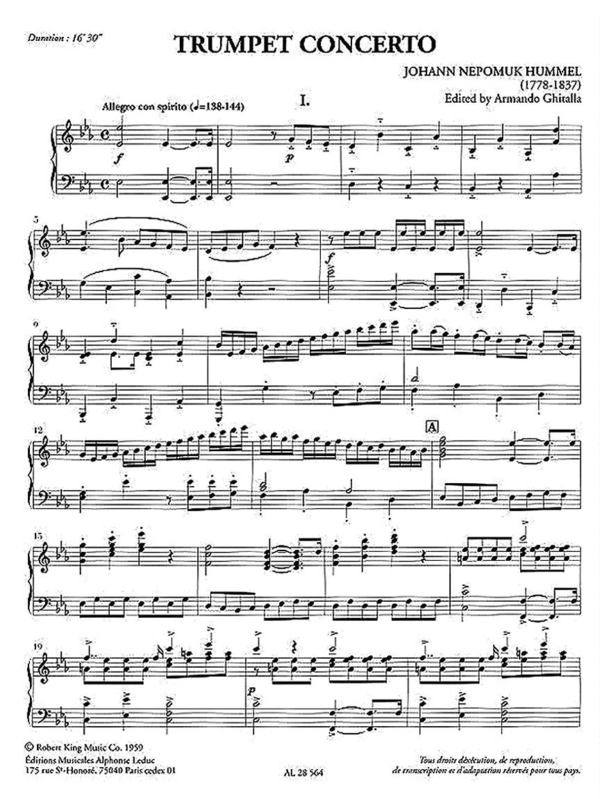 Hummel: Trumpet Concerto in E Major (transposed to E-flat Major)