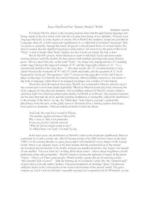 Aucoin: Merrill Songs