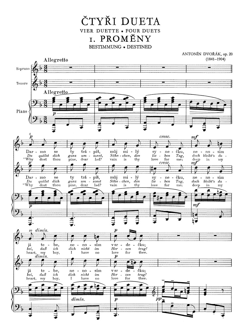 Dvořák: Moravian Duets, Opp. 20, 32, 38
