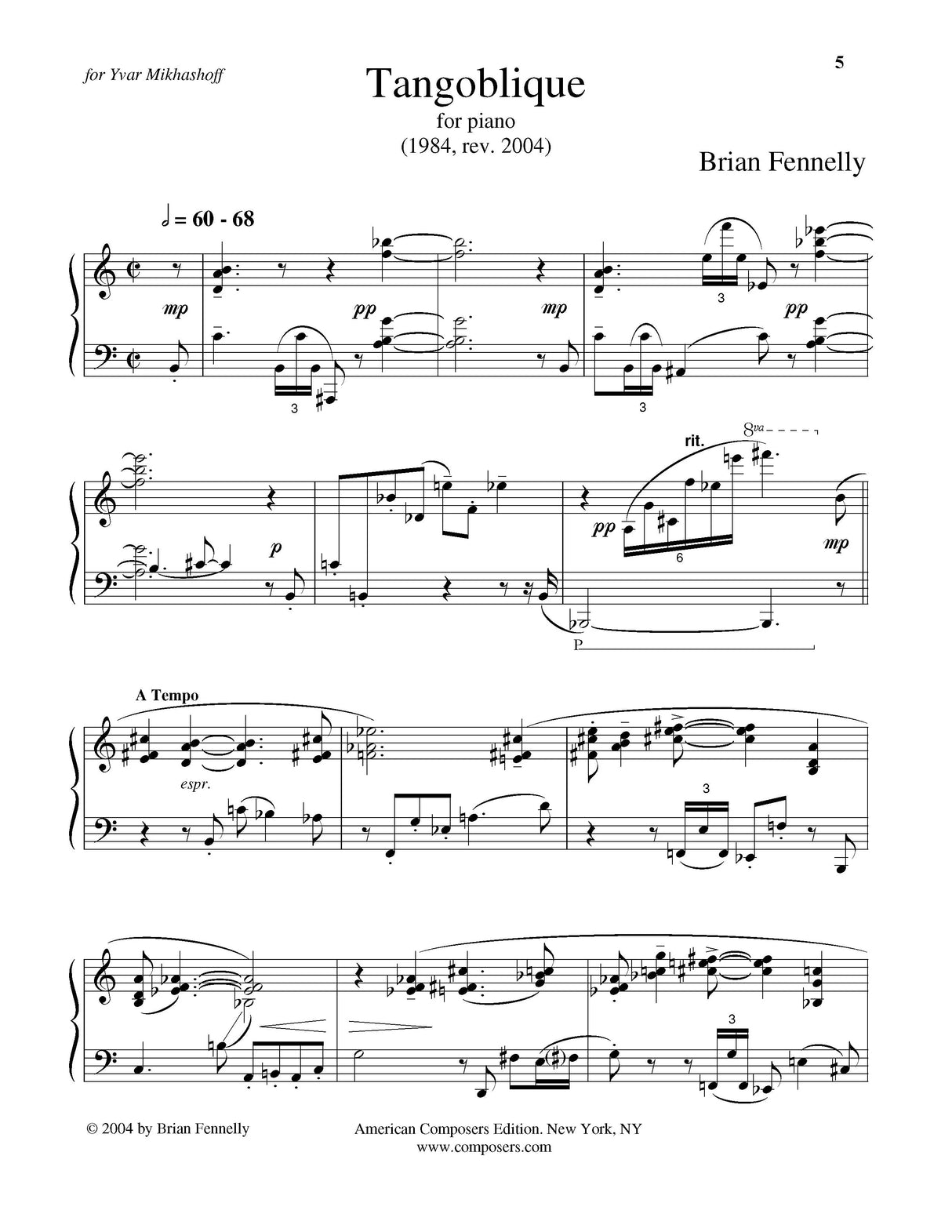 Fennelly: Three Pieces for Piano