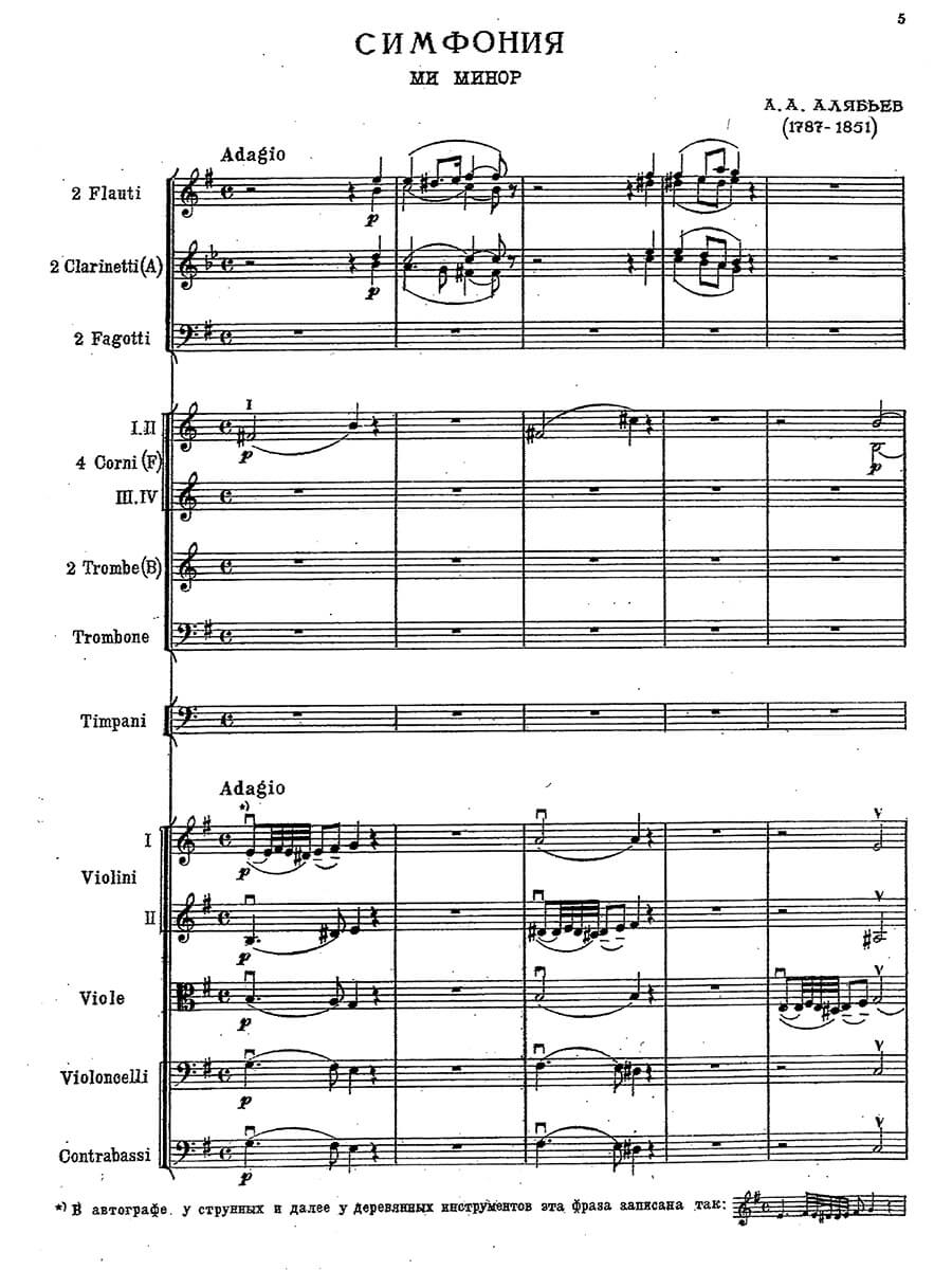 Alyabyev: Symphony in E Minor