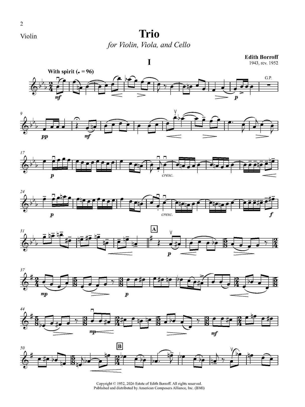 Borroff: String Trio