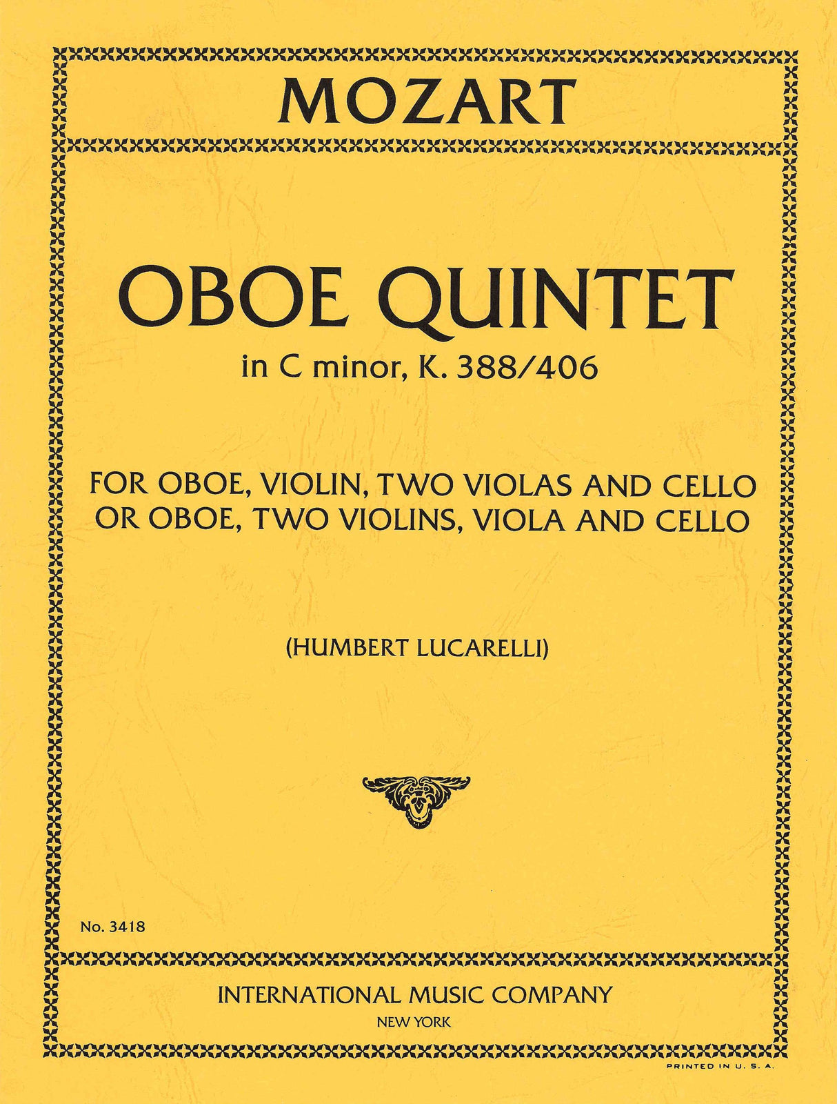 Mozart: Quintet in C Minor, K. 406 (arr. for oboe quintet)