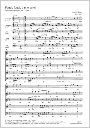 Schütz: Fuggi o mio core (Flee, Flee, o my heart!), SWV 8